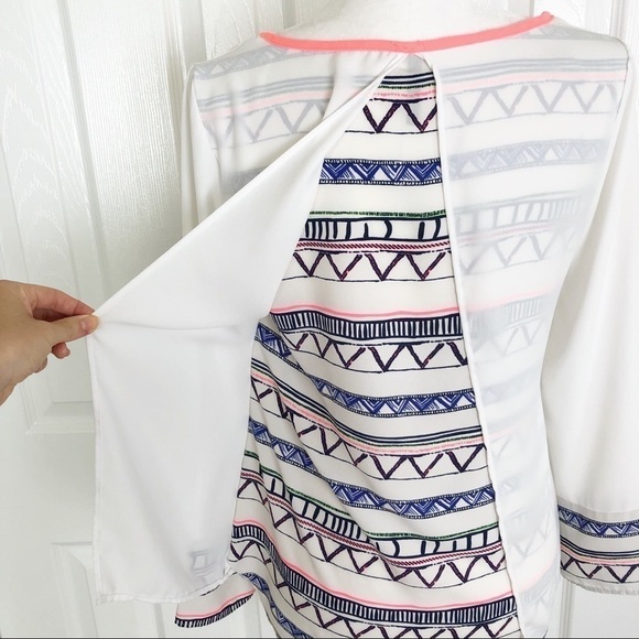 Neon tribal print sheer layered top - Picture 2 of 8